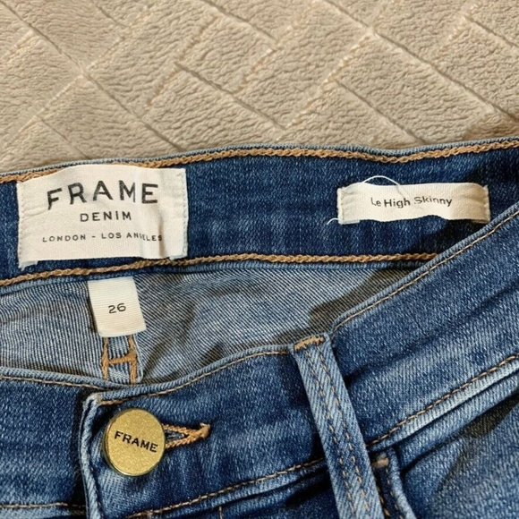 Frame Womens 26 Denim Jeans Blue Skinny Blainey Slits Distressed Medium Wash - Picture 5 of 12